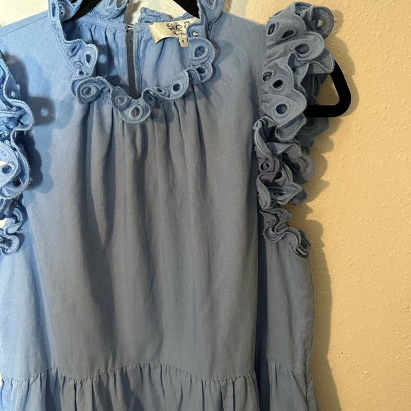 SEA New York Linen/Cotton Ruffle Neck Dress - Picture 4 of 6